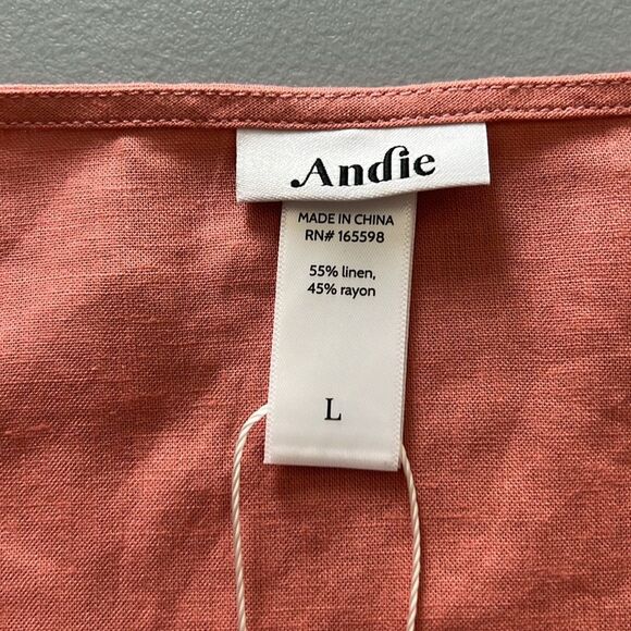 New Andie Swim The Cacela Wrap Dress Linen Blend in Sunset Pink Size L - Picture 6 of 8